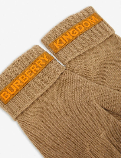 Shop Burberry Kingdom Logo Cashmere Gloves In Archive Beige