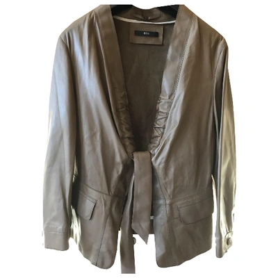 HUGO BOSS Pre-owned Leather Short Waistcoat In Khaki