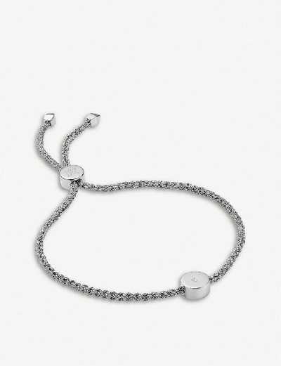 Shop Monica Vinader Women's Silver Linear Solo Sterling Silver And Diamond Friendship Bracelet
