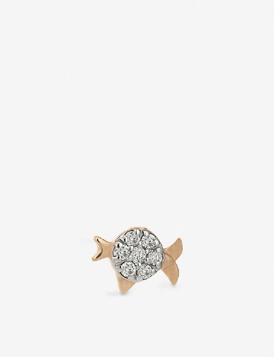 Shop The Alkemistry Kismet By Milka Pisces 14ct Rose-gold And Diamond Single Earring In Rose Gold