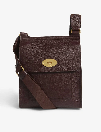 Shop Mulberry Oxblood Antony Small Grained-leather Messenger Bag