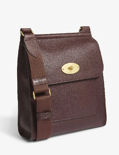 Shop Mulberry Oxblood Antony Small Grained-leather Messenger Bag