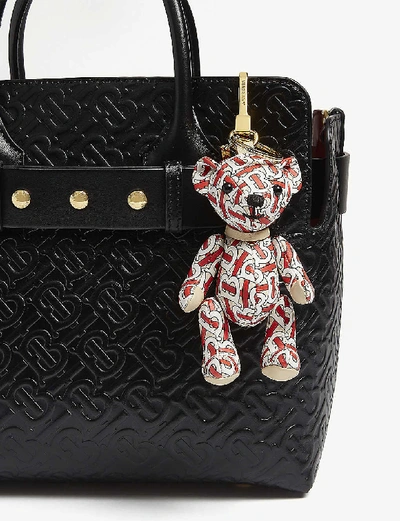 Shop Burberry Leather Thomas The Bear In Vermillion Red