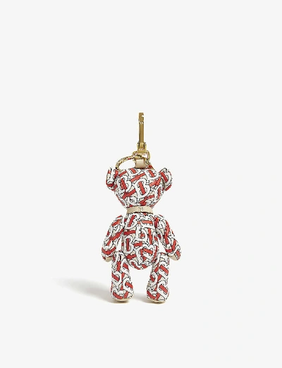 Shop Burberry Leather Thomas The Bear In Vermillion Red