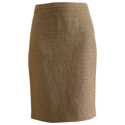 Pre-owned Ferragamo Gold Linen Skirt