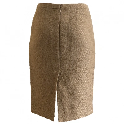 Pre-owned Ferragamo Gold Linen Skirt