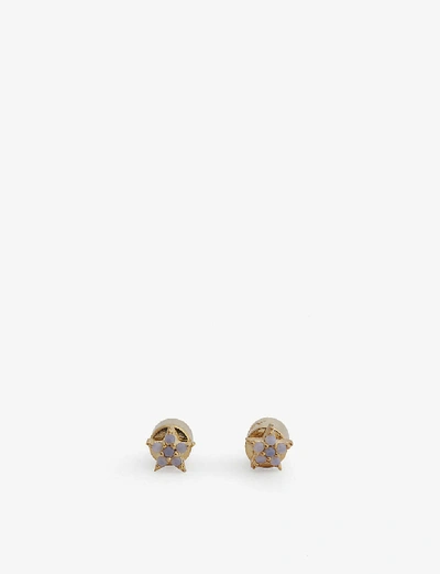 Shop Astrid & Miyu Mystic Star Stud Earrings In White/gold