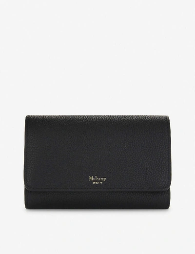 Shop Mulberry Women's Black French Medium Grained Leather Continental Wallet