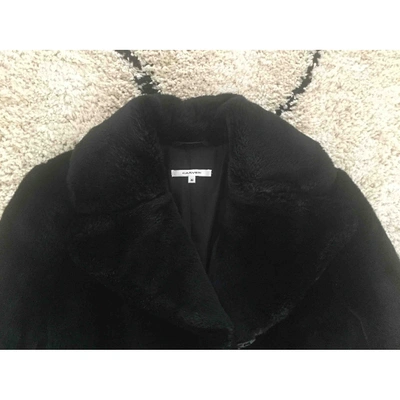 Pre-owned Carven Black Faux Fur Coat