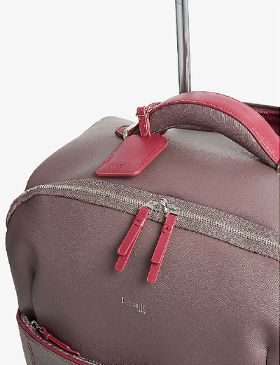 Shop Lipault Variation Spinner Four-wheel Cabin Suitcase 55cm In Grey/raspberry
