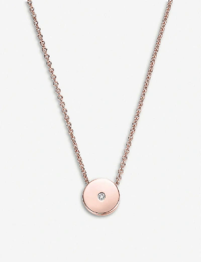 Shop Monica Vinader Linear Solo 18ct Rose-gold Vermeil And Diamond Necklace In Rose Gold
