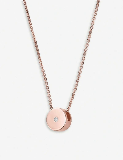 Shop Monica Vinader Linear Solo 18ct Rose-gold Vermeil And Diamond Necklace In Rose Gold