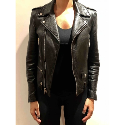 Pre-owned Saint Laurent Leather Biker Jacket In Black