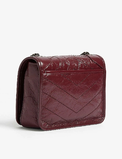 Shop Saint Laurent Niki Leather Wallet-on-chain In Rouge Legion Lthr