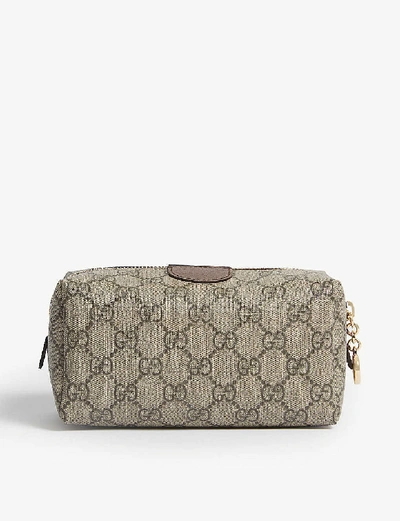 Shop Gucci Ophidia Gg Supreme Coated Canvas Cosmetics Case In Beige