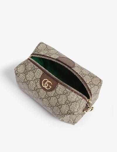 Shop Gucci Ophidia Gg Supreme Coated Canvas Cosmetics Case In Beige