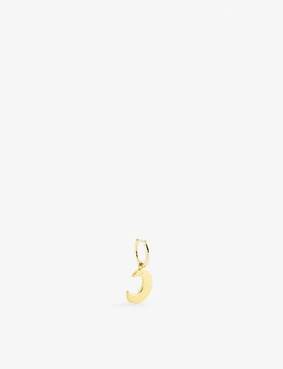 Shop Otiumberg 9ct Gold-plated Vermeil Silver And Pearl-embellished Moon Hoop Earring