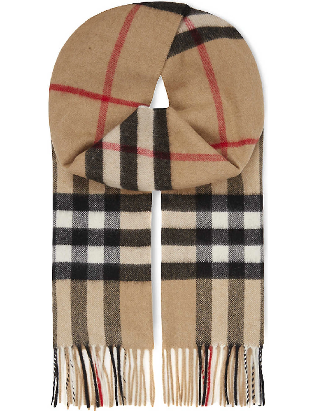 Burberry Womens Camel Check Giant Check Cashmere Scarf ModeSens