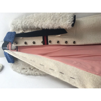 Pre-owned Gucci White Shearling Coat