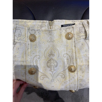 Pre-owned Balmain Mini Skirt In Gold