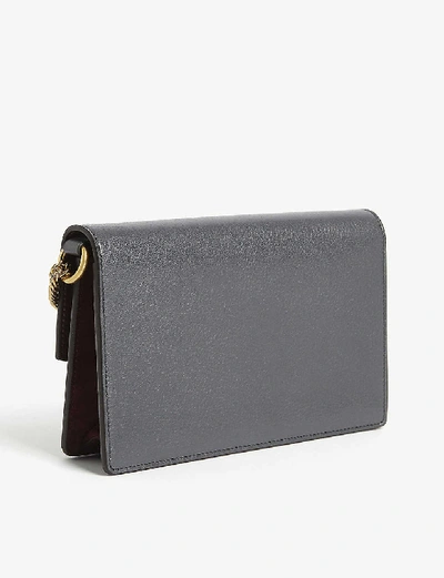 Shop Givenchy Gv3 Leather And Suede Wallet-on-chain In Storm Grey/aubergine