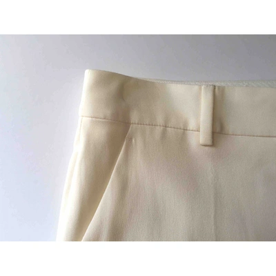 Pre-owned Fendi Silk Straight Pants In Ecru