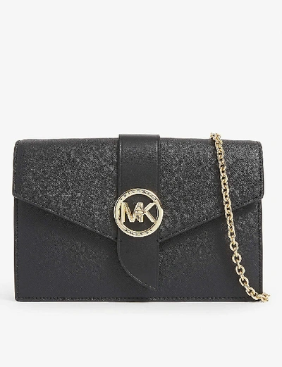 Shop Michael Michael Kors Leather Wallet-on-chain In Black