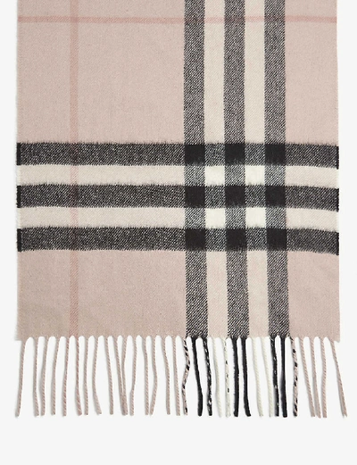 Shop Burberry Giant Check Cashmere Scarf In Ash Rose