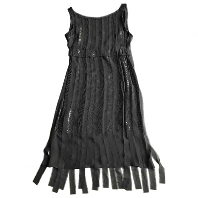 Pre-owned Alberta Ferretti Silk Mini Dress In Black