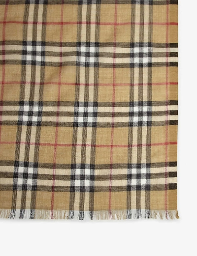 Shop Burberry Vintage Check Silk-wool Gauze Scarf In Antique Chk