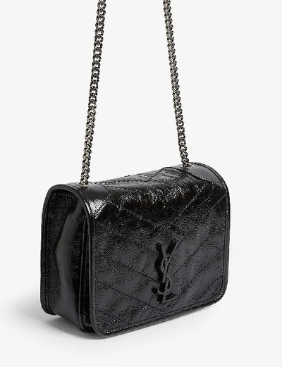 Shop Saint Laurent Women's Black Niki Leather Wallet-on-chain