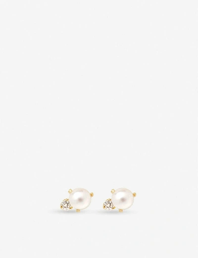 Shop The Alkemistry Women's Gold Zoë Chicco 14ct Yellow-gold Pearl And Diamond Earrings