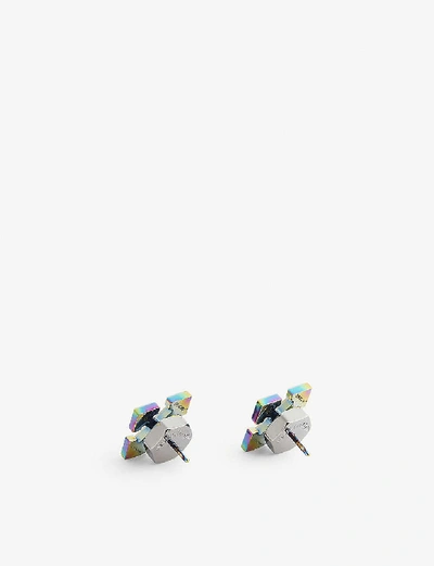 Shop Off-white Arrow Logo Iridescent Stud Earrings In Multi