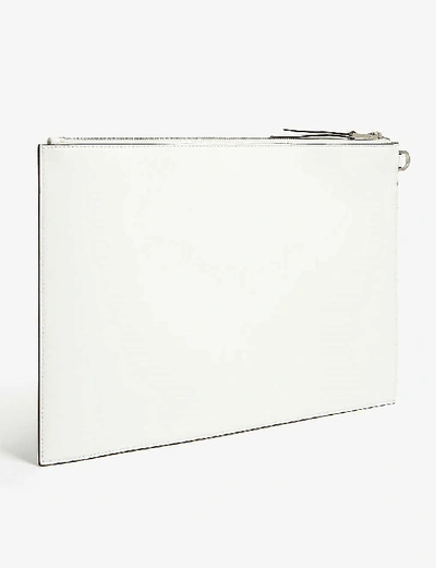 Shop Givenchy Logo Print Leather Pouch Bag In White