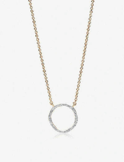 Shop Monica Vinader Riva 18ct Gold-vermeil And Pave Diamond Necklace In 18 Ct Gold