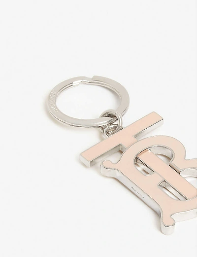 Shop Burberry Tb Logo Keyring In Rose Beige