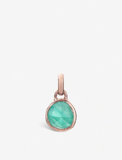 Shop Monica Vinader Siren Mini 18ct Rose-gold Vermeil And Amazonite Bezel Pendant In Green