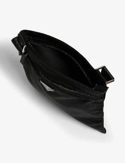 Shop Prada Triangle-logo Nylon Messenger Bag In Black