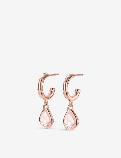Shop Monica Vinader Siren Mini Nugget 18ct Rose Gold-plated Vermeil Silver And Rose Quartz Hoop Earring