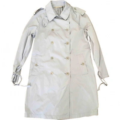 Pre-owned Moncler Trench Coat In Silver