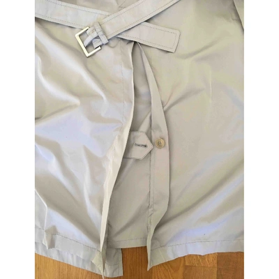 Pre-owned Moncler Trench Coat In Silver