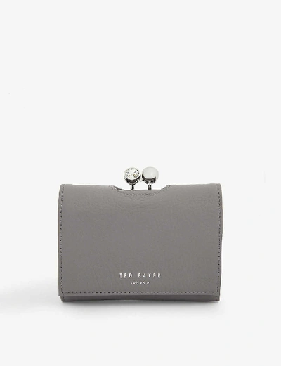 Shop Ted Baker Womens Dk-grey Suri Mini Leather Bobble Purse 1 Size