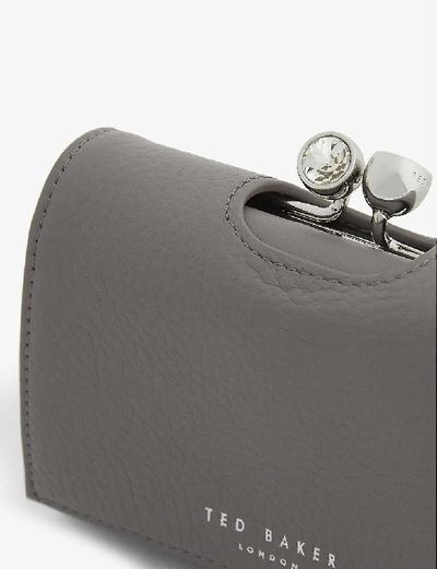 Shop Ted Baker Womens Dk-grey Suri Mini Leather Bobble Purse 1 Size