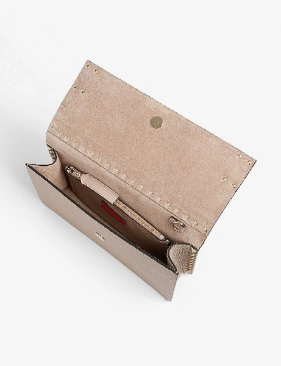 Shop Valentino Rockstud Rowstud Leather Clutch In Poudre