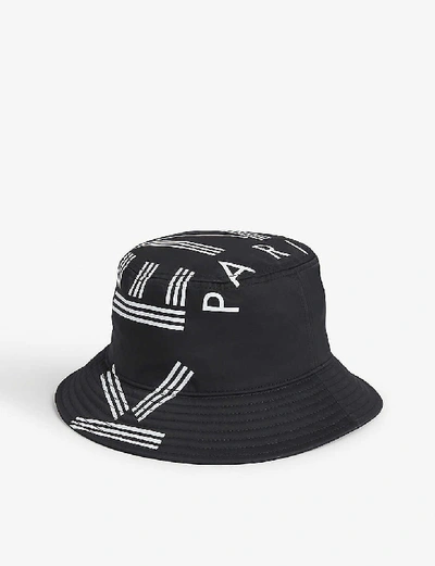 Shop Kenzo Logo-print Nylon Bucket Hat In Black