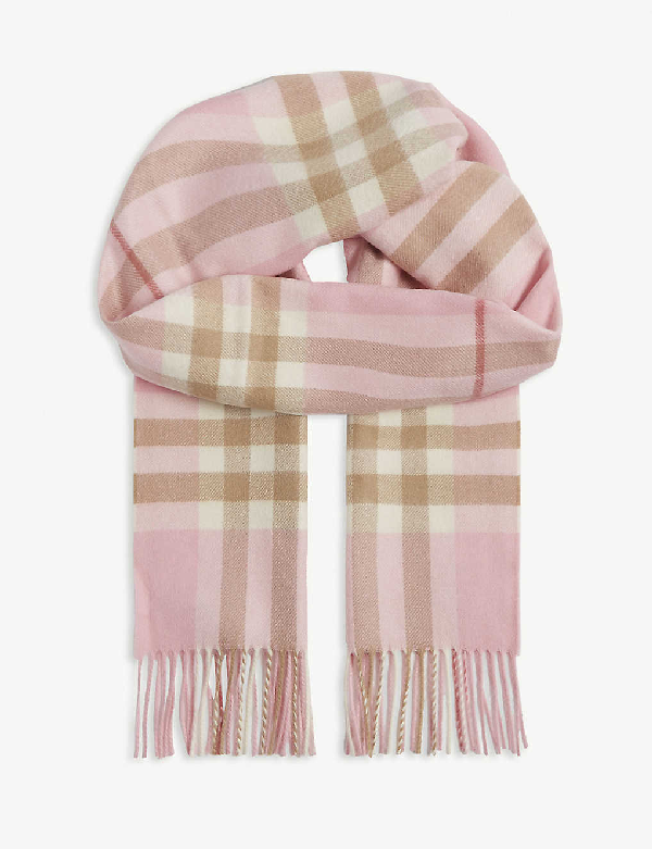 Burberry Giant Check Cashmere Scarf In Candy Pink | ModeSens