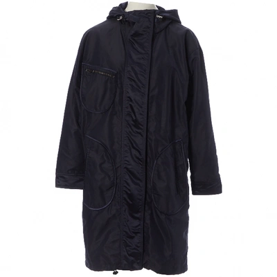 Pre-owned Belstaff Silk Coat In Navy