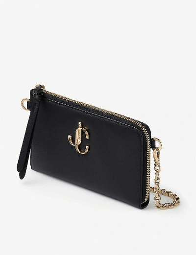 Shop Jimmy Choo Jolly Branded Leather Phone Case In Black