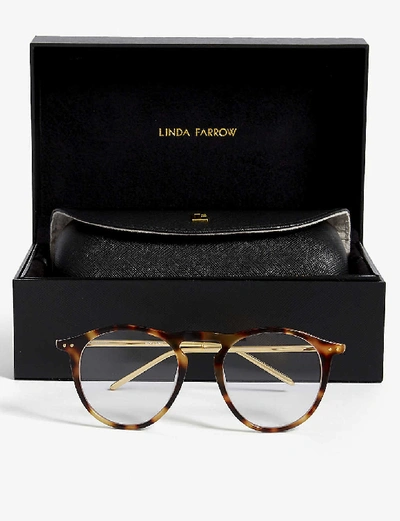 Shop Linda Farrow Lfl608 Tortoiseshell Oval Glasses