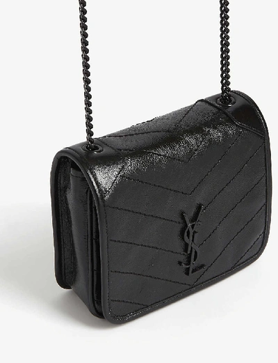 Shop Saint Laurent Women's Black Black Niki Leather Wallet-on-chain